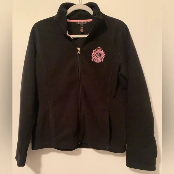 Ralph Lauren Women’s
Zip Up Jacket ~ Black with Pink Signature RLL Emblem - Picture 2 of 7